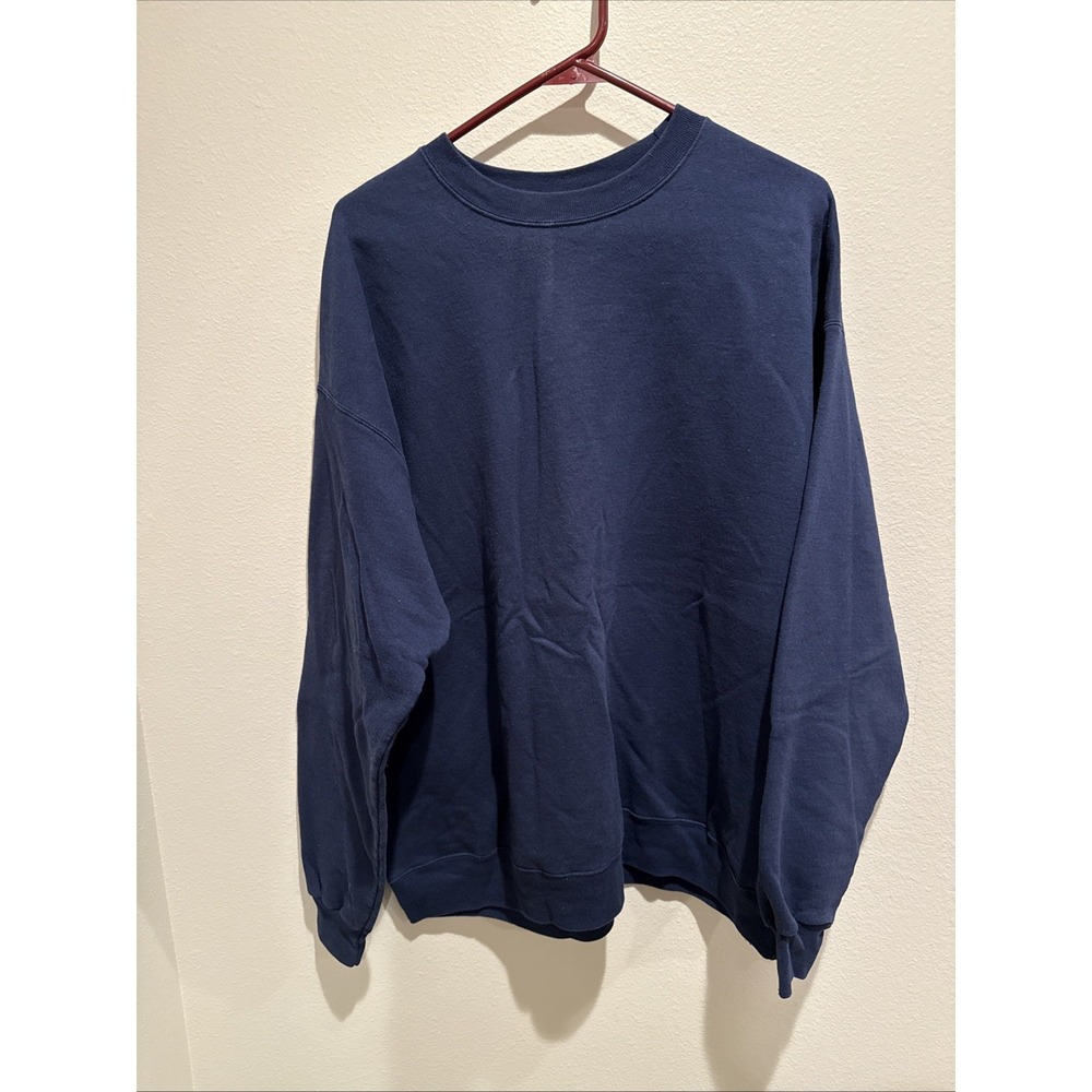 Hanes Paper Tag EcoSmart Sweatshirt Pullover Long Sleeve Dark Blue X-Large